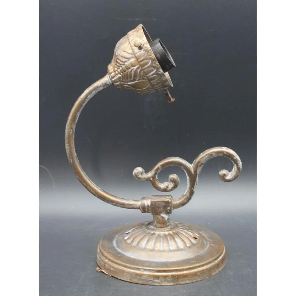 Vintage Wall Sconce Lamp w Ruby Red Frosted Glass Shade Art Deco Style